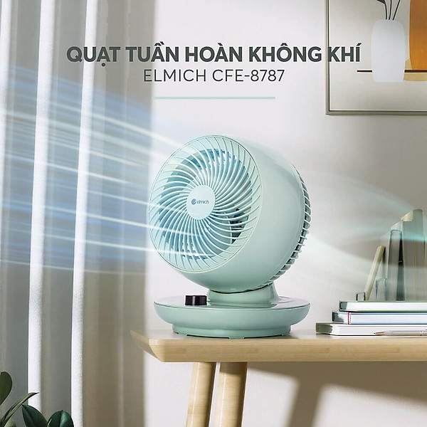 Quạt tuần hoàn không khí Elmich CFE-8787, quạt làm mát diện rộng và làm mới không khí, gọn nhẹ, dễ dàng mang theo mọi nơi - Hàng chính hãng