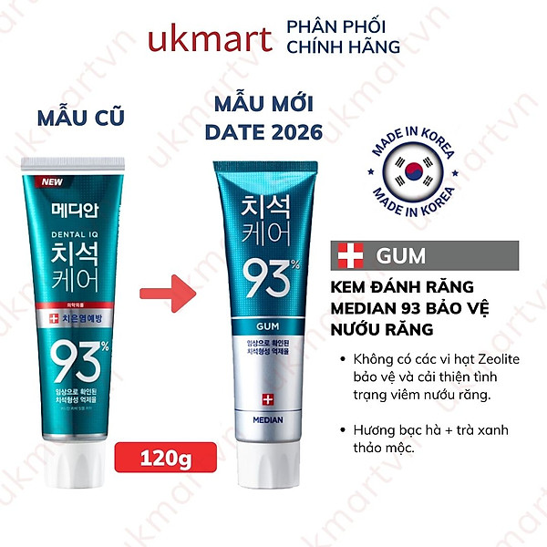 Kem Đánh Răng Hàn Quốc Trắng Răng MEDIAN DENTAL IQ 93% 120g