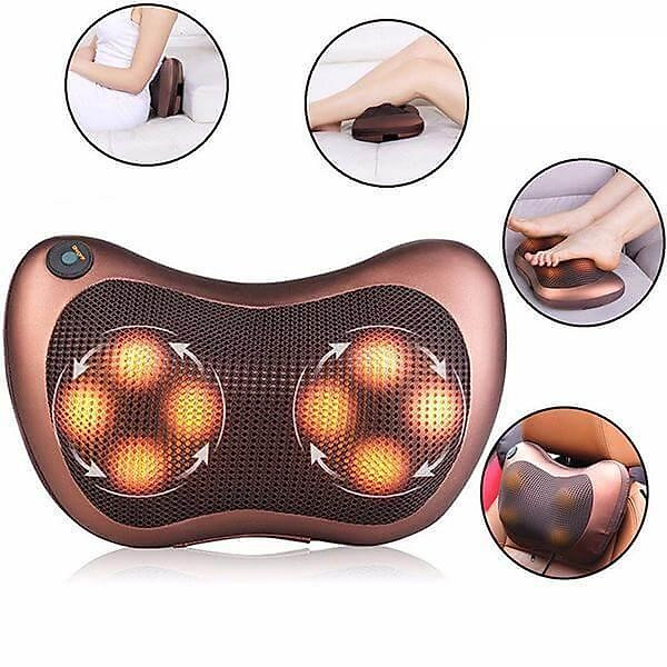 Gối Massage Hồng Ngoại 8 Bi Nhật Bản Có Đảo Chiều- Nâng Cao Sức Khoẻ- Kèm Đầu Cắm Sạc Trên Oto- Hàng Chính Hãng MINIIN