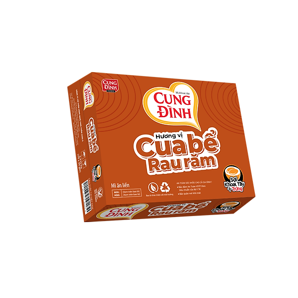 Thùng 30 Gói Mì Khoai Tây Cung Đình Hương Vị Cua Bể Rau Răm