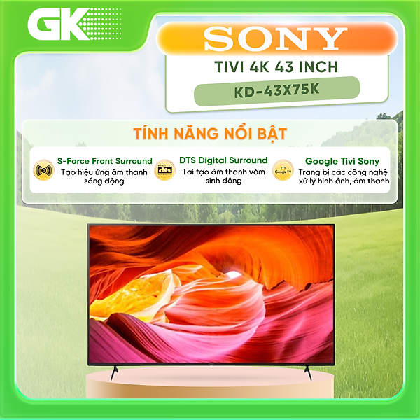 Google Tivi Sony 4K 43 inch KD-43X75K - Model 2022