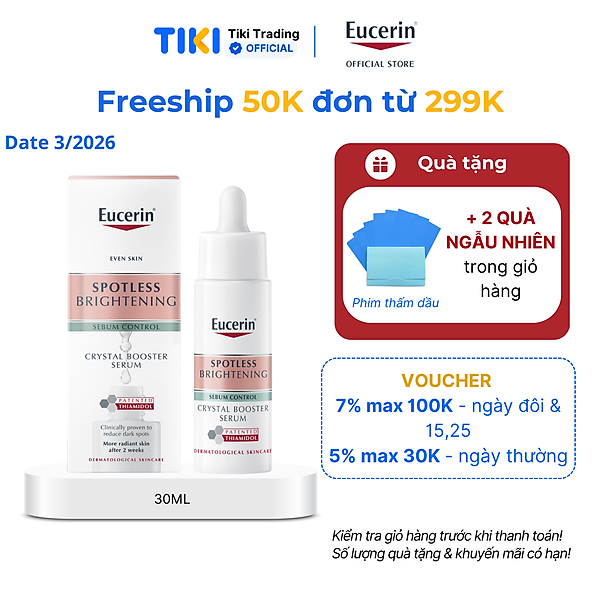 Tinh chất giảm thâm nám chuyên biệt cho da nhờn & hỗn hợp Eucerin Crystal Booster Serum 30ml