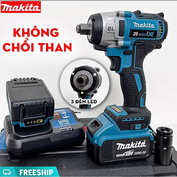 Máy siết bulong Makita 20v hàng cao cấp không chổi than, 3 đèn led trợ sáng
