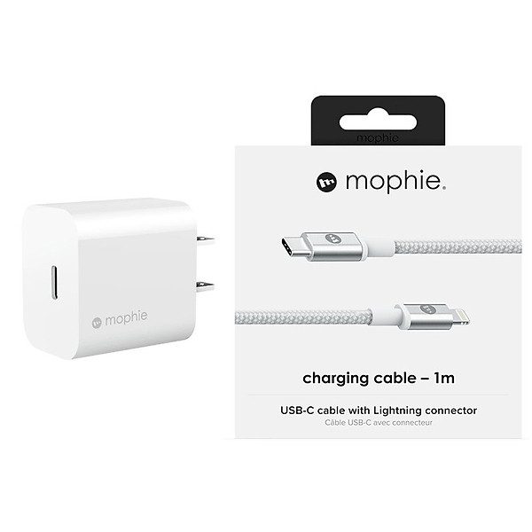 Bộ sạc USB-C 18W và Cáp sạc USB-C to Lightning 1m MFI MOPHIE – Hàng Chính Hãng