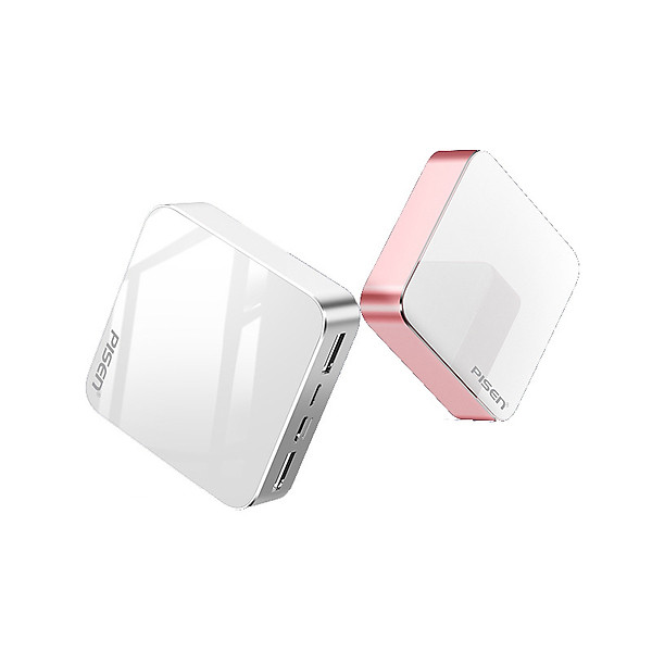 Pin Sạc Dự Phòng Mini Mirror Pisen 10000mAh (Hợp kim Mac + 2 Mặt Kính, 2x USB Smart, Led) – Hàng Chính Hãng