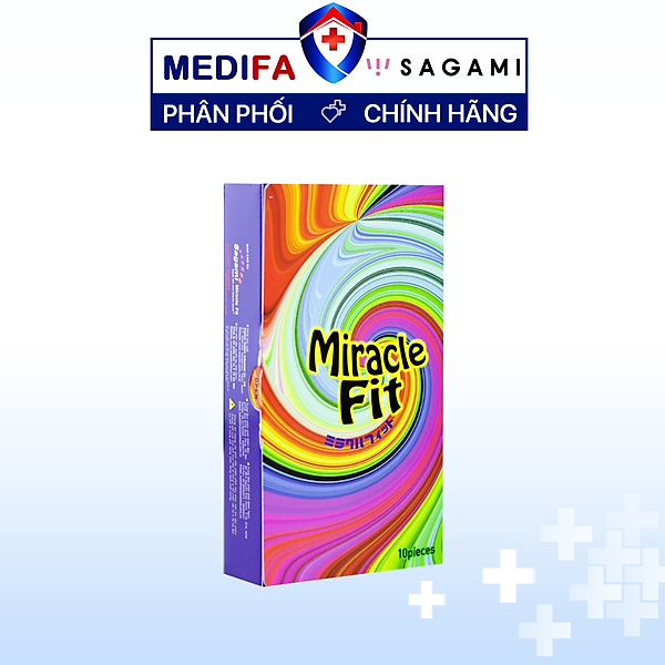 Bao cao su Sagami Miracle - Thiết kế 3D - Ôm khít - Size 49 mm - Hộp 10 chiếc