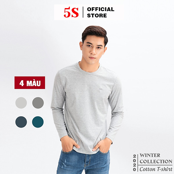 Áo Thun Nam Dài Tay 5S (ATO20), Vải Cotton Spandex Cao Cấp, 4 Màu Cơ Bản