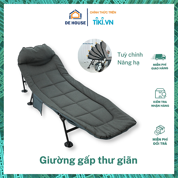 Giường Gấp Ngủ Trưa Văn Phòng Nâng Hạ Nhiều Cấp Độ, Ghế GấpThư Giãn Đọc Sách Mở Ra Thành Giường 23102