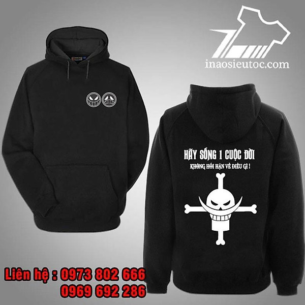 Hoodie Ace Râu Trắng ONE PIECE đẹp siêu ngầu HOT nhất
