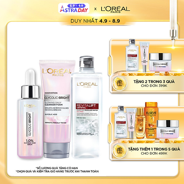 Bộ Chăm Sóc Da Cơ Bản Kiềm Dầu Sáng Da L’Oreal Paris
