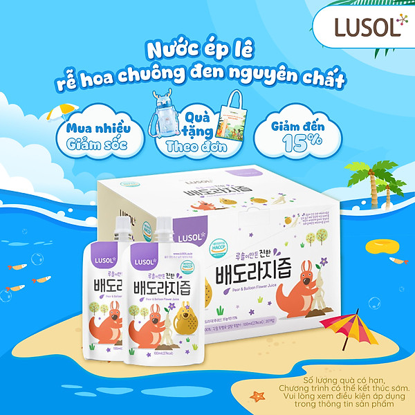 Combo 20 gói nước ép lê và rễ hoa chuông đen nguyên chất Lusol cho bé từ 6 tháng tuổi - ALADDINVINA