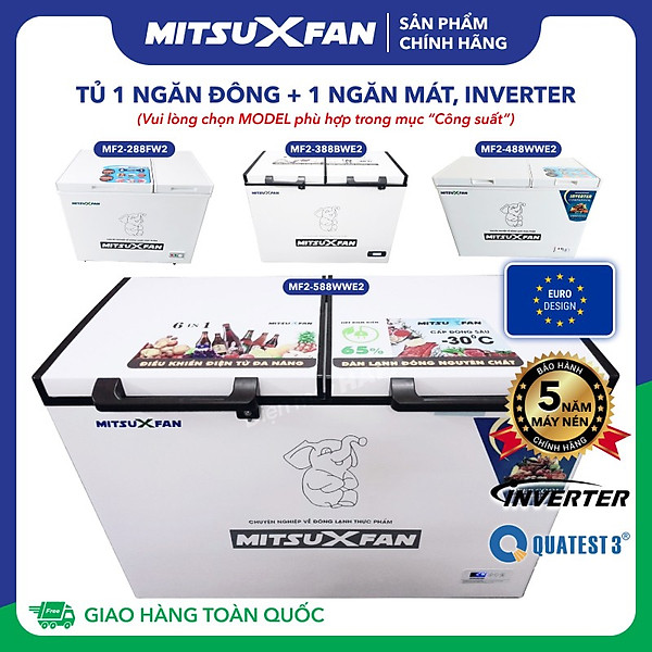 Tủ Đông Mát 2 Ngăn Cao Cấp Mitsuxfan Mf2-250Gw2-600Gw2 – 6 Trong 1