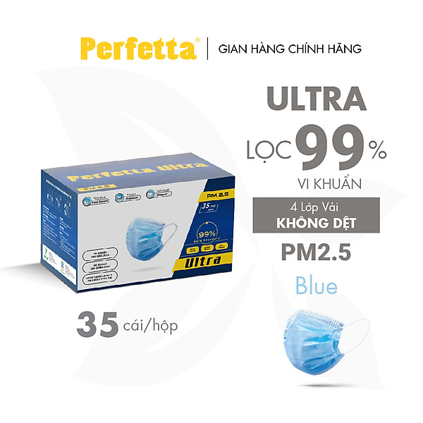 - Khẩu Trang Y Tế Chất Lượng Cao, Kháng Khuẩn, Chống Bụi Mịn PM 2.5, Màu Xanh, 4 Lớp, Bảo Vệ Tối Ưu, Đóng Gói Từng Cái - (35 cái/hộp)