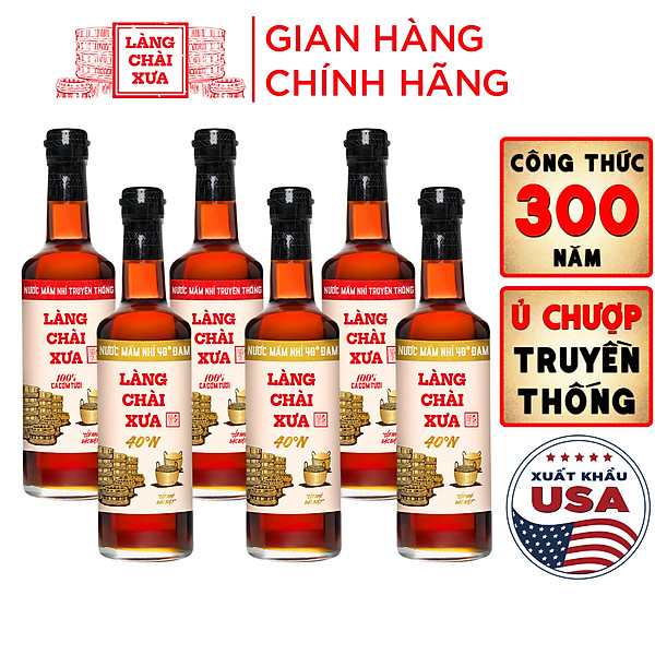 Đặc Sản Phan Thiết - Thùng 6 Chai Nước Mắm Nhỉ 40 Độ Đạm Làng Chài Xưa Chai Thủy Tinh 500Ml Ủ Chượp 2 Lần Không Chất Bảo Quản