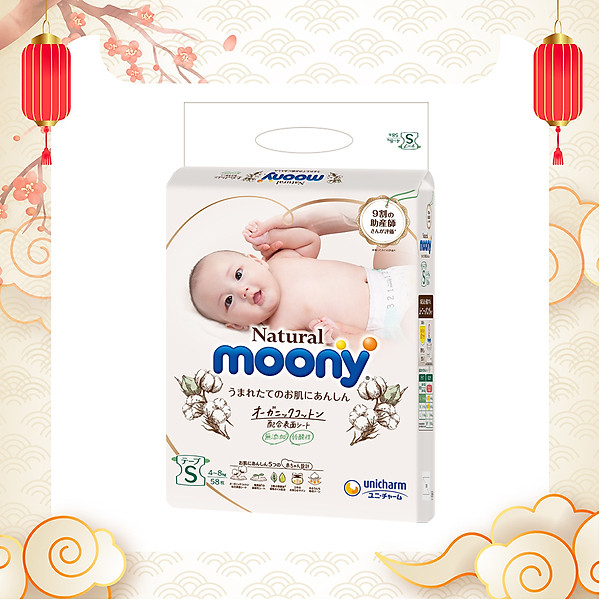 Bỉm Dán Moony Natural Size S 58 Miếng