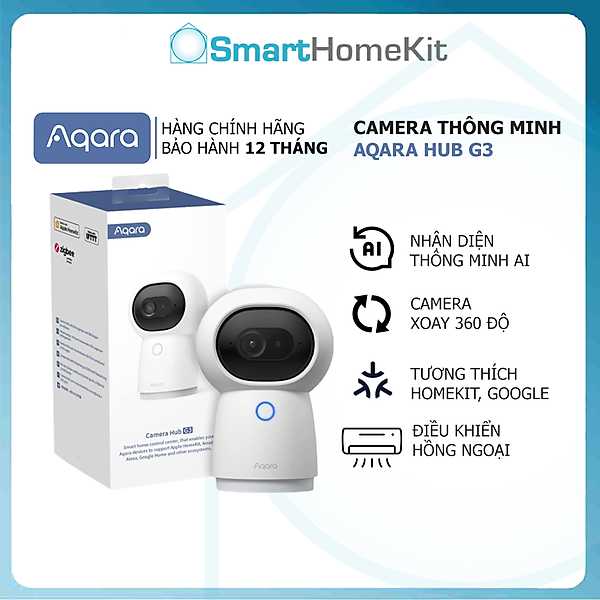 Camera thông minh Aqara G3 CH-H03 Indoor 2K AI Tracking - Hàng Chính Hãng