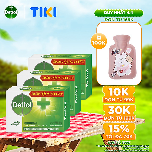 Combo 3 xà phòng Dettol kháng khuẩn 100g