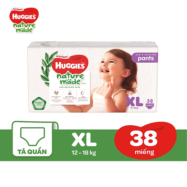 Tã Quần Siêu Cao Cấp Huggies Platinum Nature Made Xl38 (38 Miếng)