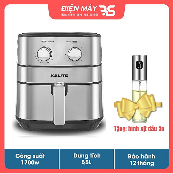 Nồi Chiên Không Dầu Kalite Q5, Dòng Cơ, Dung Tích 5,5 Lít Phù Hợp Gia Đình 4-6 Người – Hàng Chính Hãng