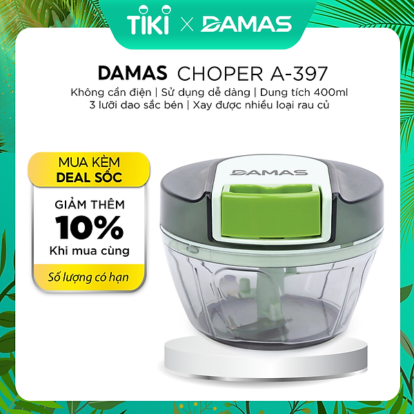 Dụng Cụ Băm Rau Củ Quả , Xay Tỏi Ớt , Xay Thịt Cầm Tay DAMAS Quick Chopper A397 - Hàng chính hãng
