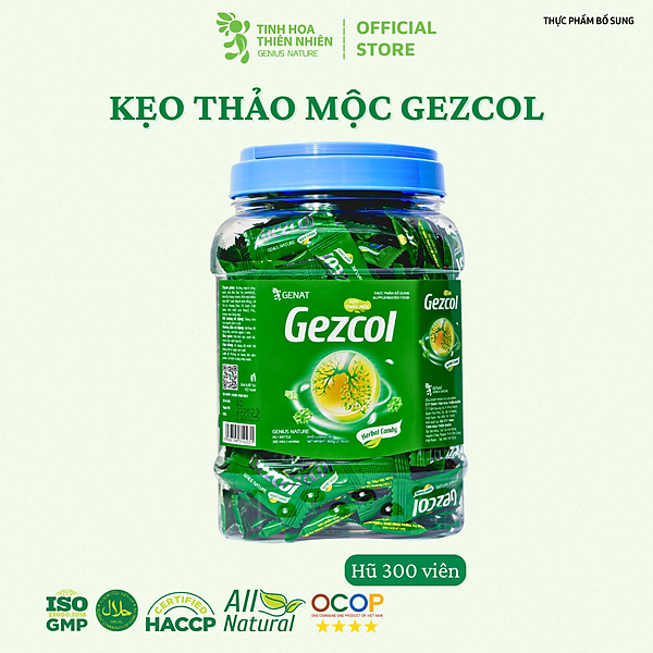 Kẹo thảo mộc Gezcol (Hủ 300 viên) - Genat - Giao 2H HCM