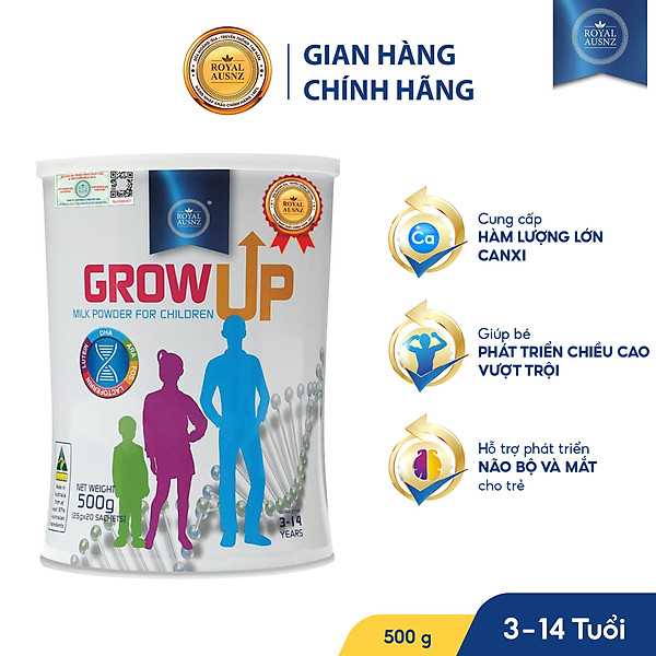 Sữa Bột Hoàng Gia Úc Grow Up Milk Powder Hỗ Trợ Phát Triển Chiều Cao Cho Trẻ Từ 3-14 Tuổi 500G