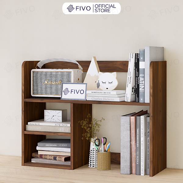 Kệ Sách Để Bàn Học FB21 FIVO Cao Cấp Màu Gỗ Và Walnut , Thiết Kế Có Hộc Tủ, Dễ Dàng Lắp Ráp, Đa Dạng Mẫu Mã Và Màu Sắc