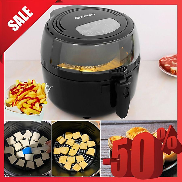 Nồi Chiên Không Dầu, Nồi Chiên Không Dầu Rapido 6.5L, Raf-6.5D Dung Tích Lớn, Công Suất Mạnh