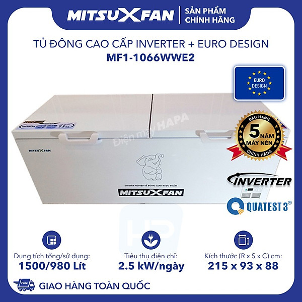 Tủ Đông Cao Cấp Mitsuxfan Mf1-1066Wwe2 – Euro Design, 1500/980 Lít
