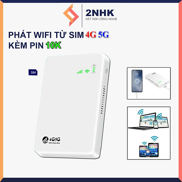 Cục phát wifi từ sim 4G 5G kèm pin 10.000mA TP10000 phát liên tục 24 tiếng, tốc độ cao 300Mbps kết nối cho 10 thiết bị vô cùng tiện lợi - hàng nhập khẩu