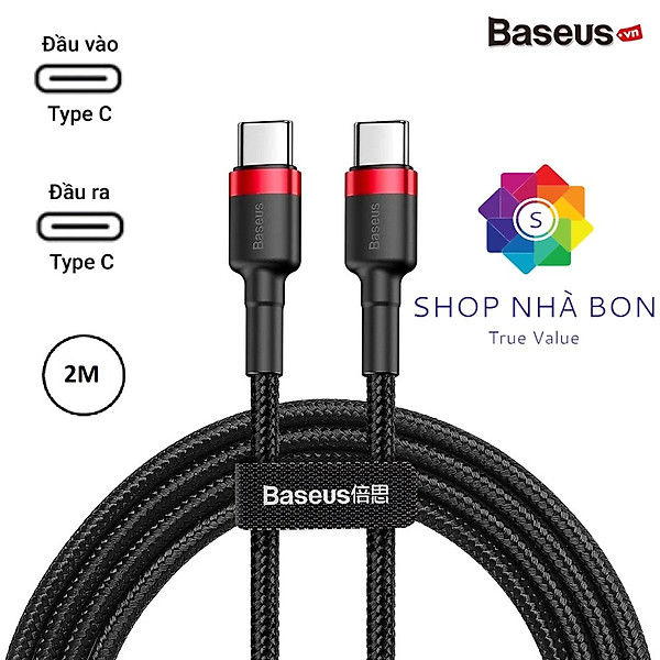 Dây cáp sạc nhanh Type-C dài 2M hiệu Baseus Cafule Type C to Type C PD truyền data tốc độ cao cho Smartphone / Tablet / Macbook / Laptop Type C Samsung Huawei Oppo Xiaomi Vsmart (3A, 60W, Sạc nhanh PD, Sạc nhanh QC 4.0 Quick Charge) - Hàng nhập khẩu