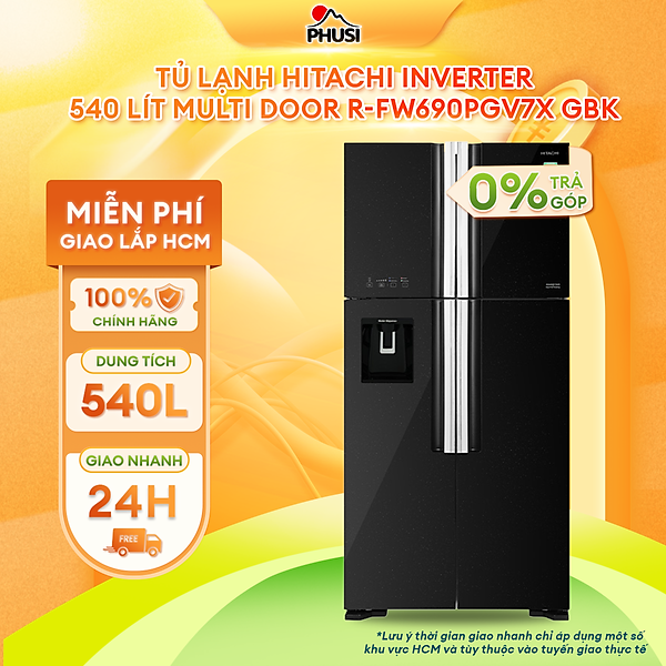 Tủ lạnh Hitachi Inverter 540 lít R-FW690PGV7X GBK