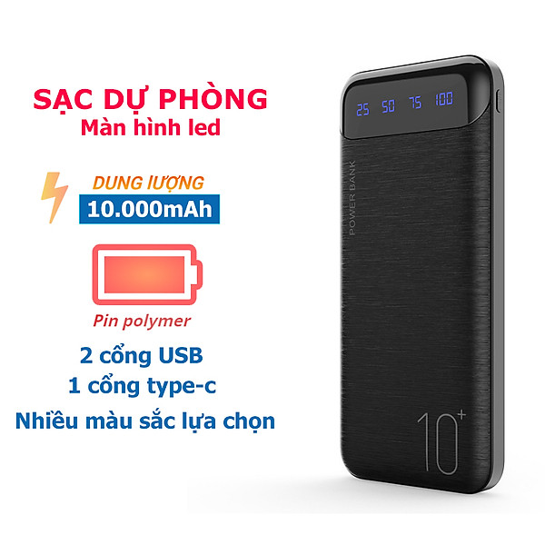 Sạc Dự Phòng Tích Hợp Màn Hình Led Sắc Nét Dung Lượng Chuẩn 10000mAh – Hàng Chính Hãng