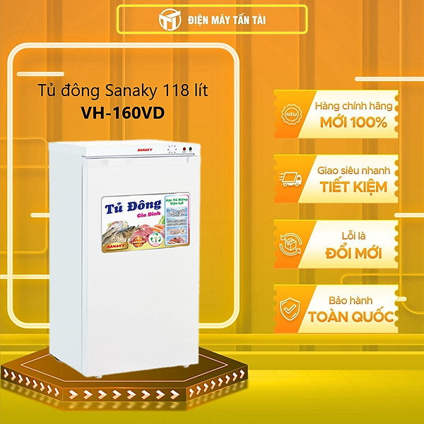 Tủ đông đứng Sanaky VH-160VD 118 lít - Hàng chính hãng (chỉ giao HCM)