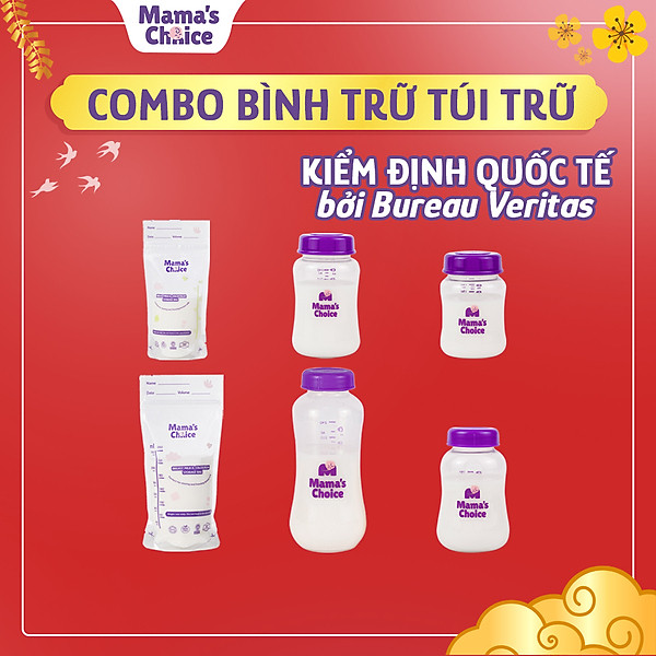 Combo Bình Trữ Sữa và Túi Trữ Sữa Mama’s Choice, Bảo Quản và Trữ Sữa Mẹ, Kiểm Định An Toàn Quốc Tế Bureau Veritas