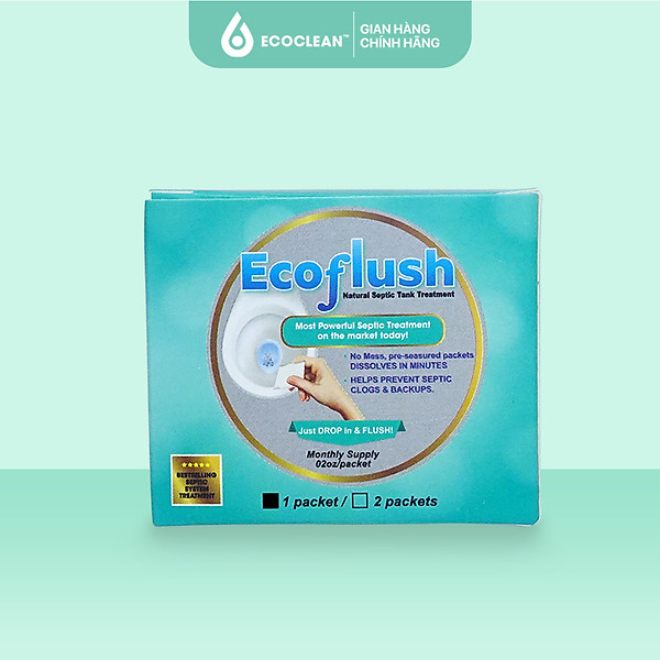 Vi Sinh Xử Lý Bồn Cầu, Bể Phốt Đầy, Tràn - EcoFlush Hộp Nhỏ - Túi Gói Sinh Học Tự Huỷ