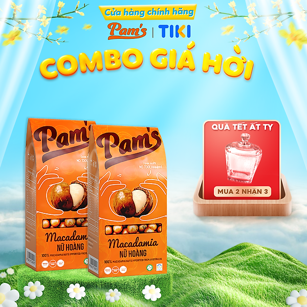 COMBO 2 Maccadamia Nữ Hoàng Nhập Khẩu Úc Pam's(250g) - Tách Tay, Sấy Chín Thơm Ngon