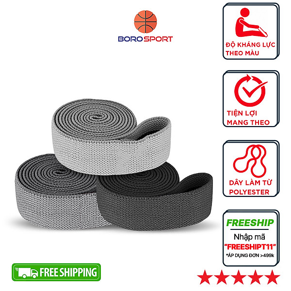 Bộ 3 Dây Kháng Lực Loại Dài 200x3 cm Chuyên Dụng Tập Gym Yoga , tập Mông Đùi , Bắp Chân Cleacco BORO SPORT