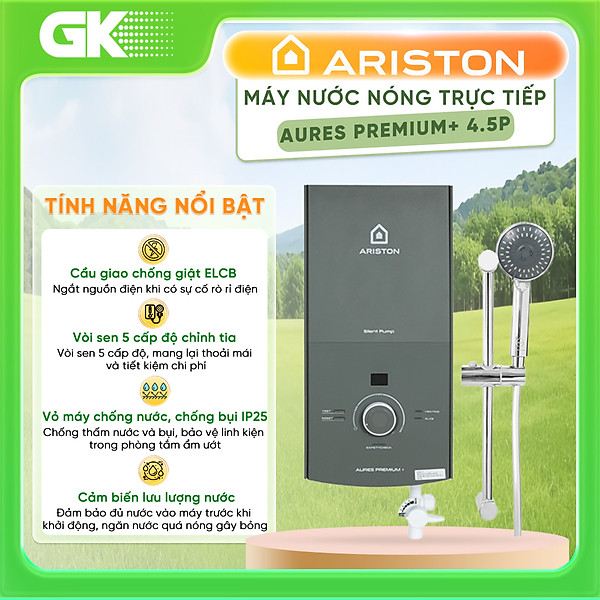 Máy nước nóng Ariston AURES Premium+ 4.5P - Hàng chính hãng