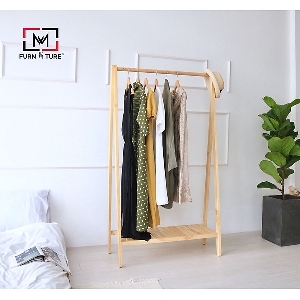 GIÁ TREO QUẦN ÁO CHỮ A HÀN QUỐC 1 TẦNG MÀU GỖ CAO 1M48 , A HANGER 1F