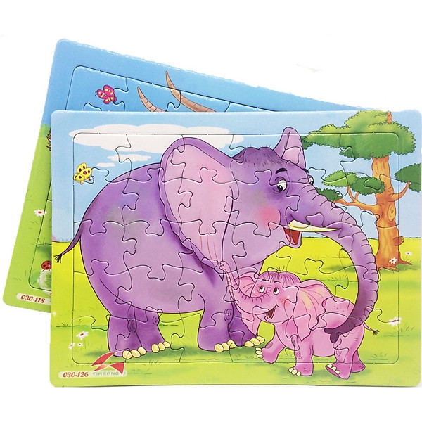 Bộ 2 tranh xếp hình A4: Voi mẹ con và Đàn dê. Tia sáng Việt Nam. Đồ chơi trí tuệ cho bé từ 3 tuổi. Chứng nhận hợp quy tên chủng loại Xếp hình lên đến 250 mảnh ghép. Ký hiệu: Xếp hình