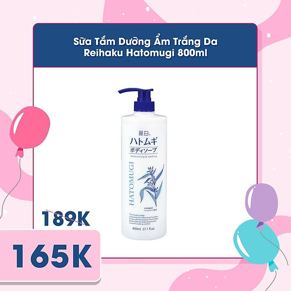 Sữa Tắm Trắng Da Giữ Ẩm Hatomugi Nhật Bản 800ml