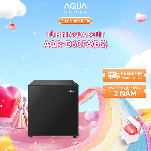 Tủ lạnh Aqua 50 lít AQR-D60FA(BS) - Freeship toàn quốc - Hàng chính hãng - Bảo hành 2 năm