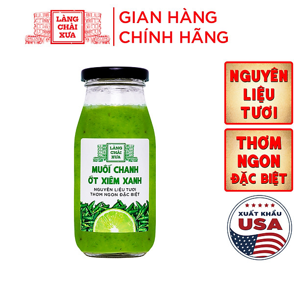 Đặc Sản Phan Thiết - Muối Chanh Ớt Xiêm Xanh Cao Cấp Làng Chài Xưa, Nguyên Liệu Tươi, Thơm Ngon Đặc Biệt, Chai Thủy Tinh 300Gr