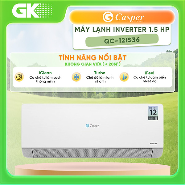 Máy Lạnh Casper Inverter 1.5 H.p QC-12IS36 - Hàng chính hãng - Giao HCM và 1 số tỉnh thành