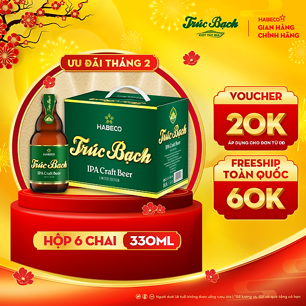 Bia Trúc Bạch IPA Craft - Hộp 6 chai 330ml