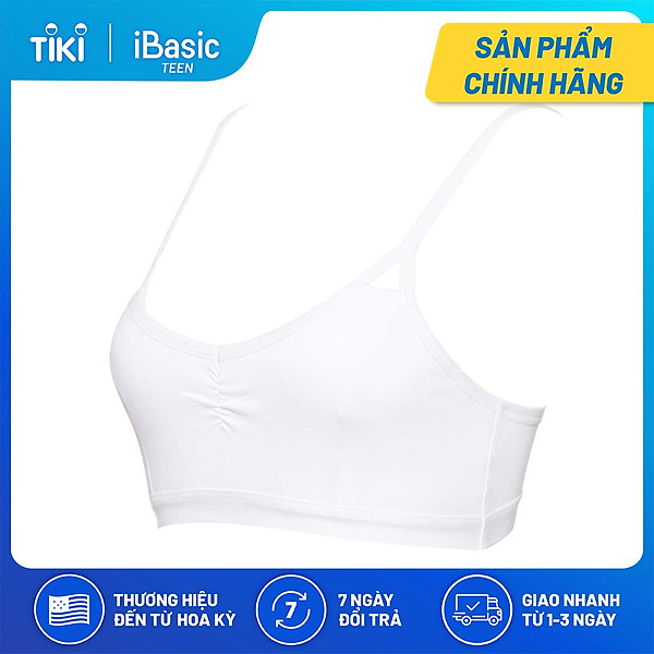 Áo ngực học sinh iBasic trơn nhún thân trước cotton USA kháng khuẩn BRAT001