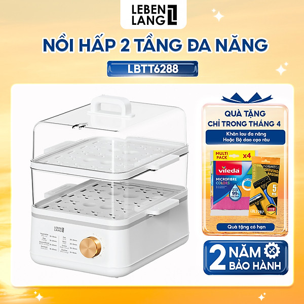 Nồi hấp điện đa năng LEBENLANG LBEL5030 hấp 2 tầng,12L tiện lợi, 800W, bảo hành 2 năm - hàng chính hãng