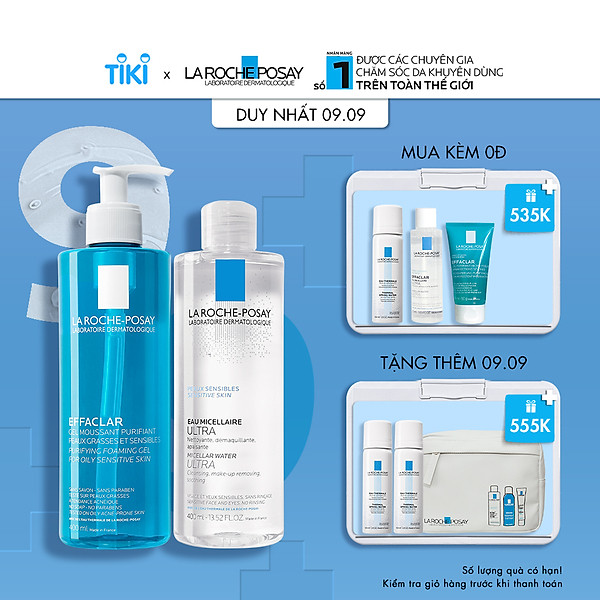 Bộ sản phẩm làm sạch sâu dành cho da nhạy cảm La Roche-Posay Effaclar Double Cleansing