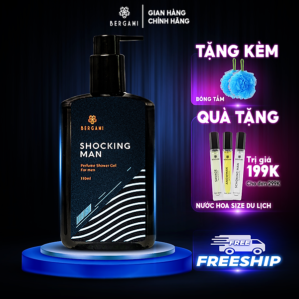 Bộ Sữa tắm nam Bergami hương nước hoa nam cao cấp mùi hương quyến rũ & trầm ấm Bergami 330ml/chai